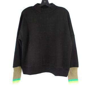 NEW Spring NOD New York Black Striped Cuff Turtle Sweatshirt with Green Blend